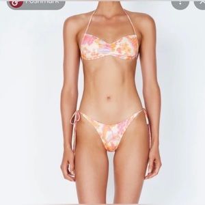 Triangl Swimwear Floral Bikini - Pink and Orange